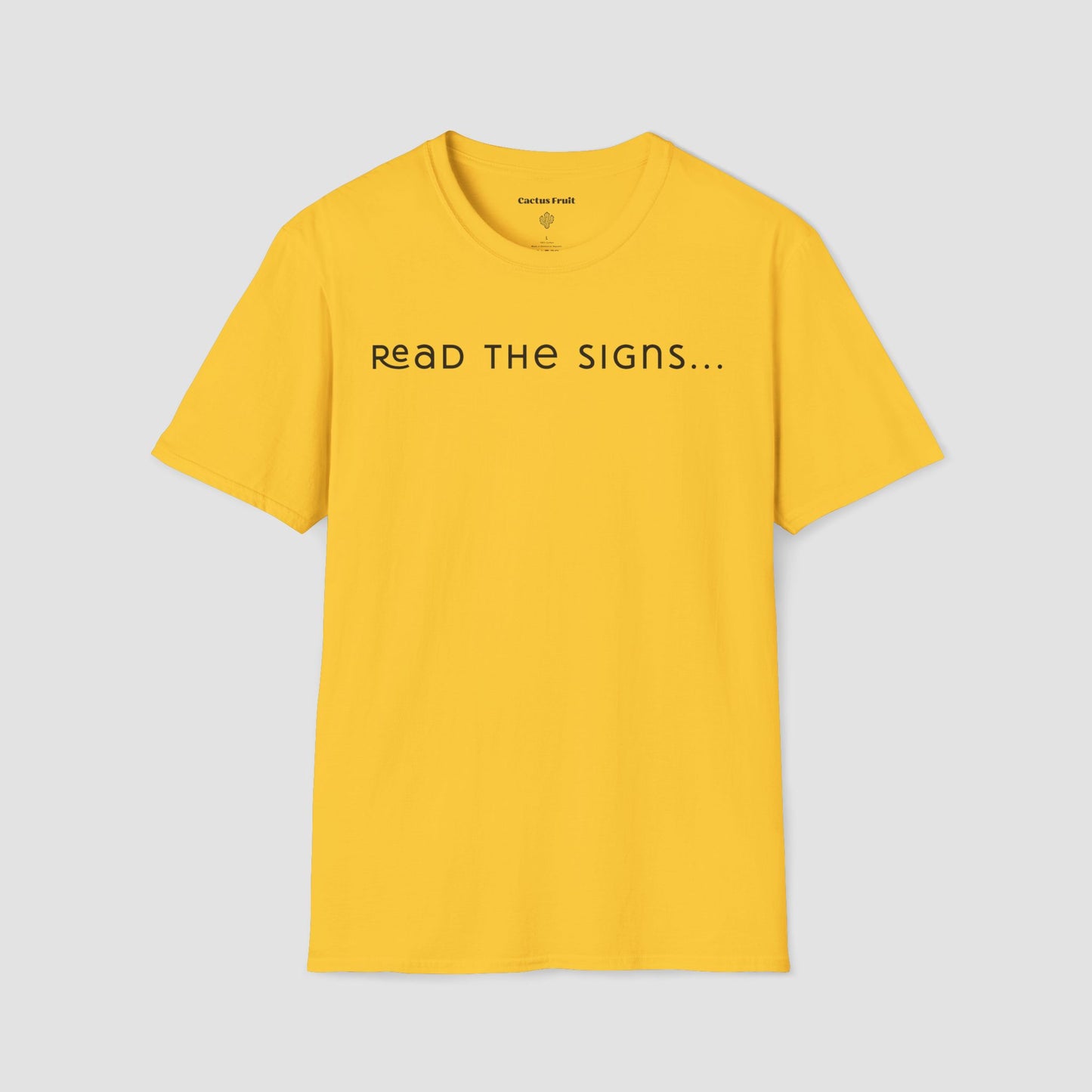 Front of Angel Number Tee with "Read the Signs" written across the chest.