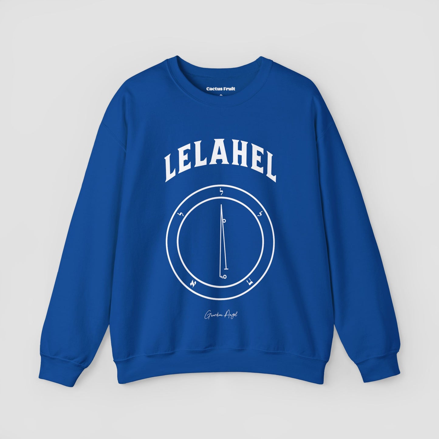 No.6 Shemhamphorasch Guardian Angel "Lelahel" Sweatshirt in Royal Blue. With the seal of Lelahel in white print on the front.