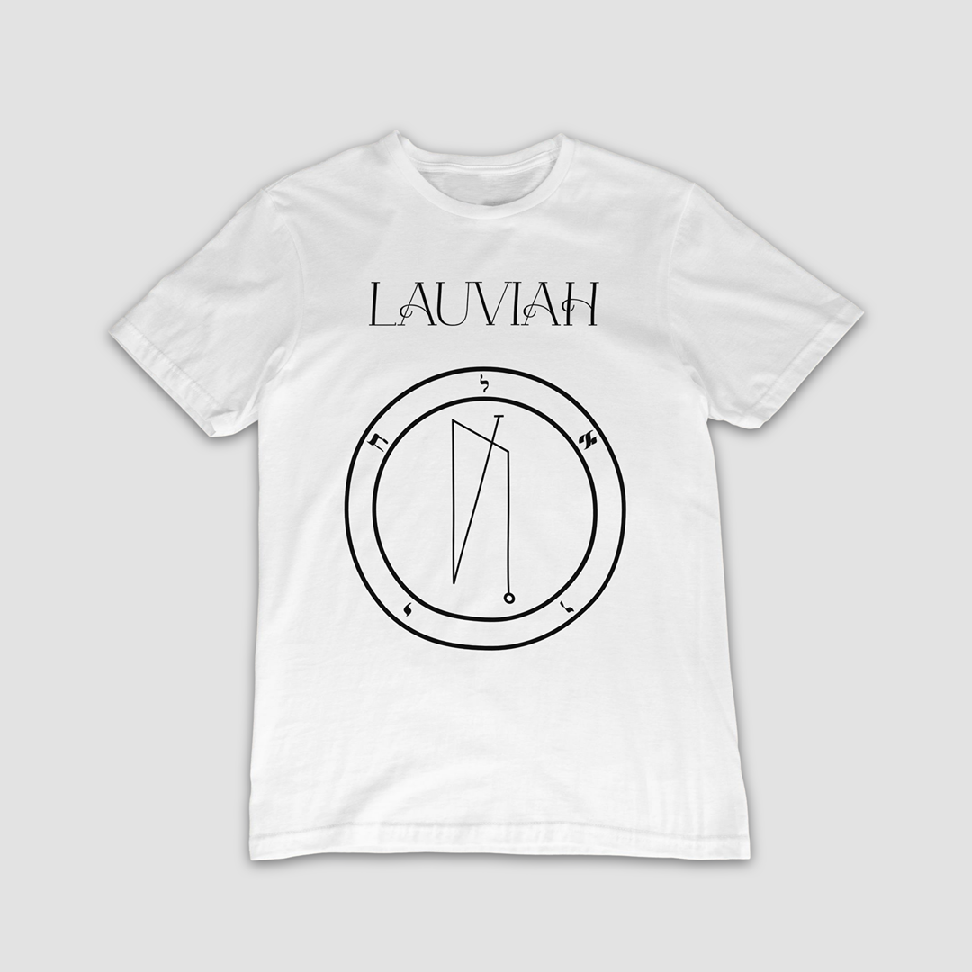 No.11 Lauviah Shem Hamephorash Guardian Angel T-Shirt in White with symbol of Lauviah on front.