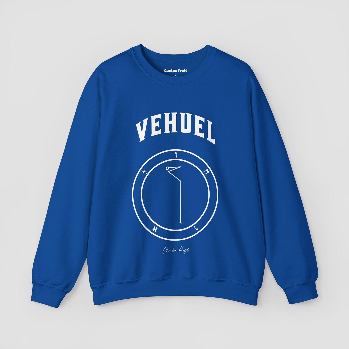 No.49 Shemhamphorasch Guardian Angel "Vehuel" Sweatshirt in Royal Blue. With the seal of Vehuel in white print on the front.