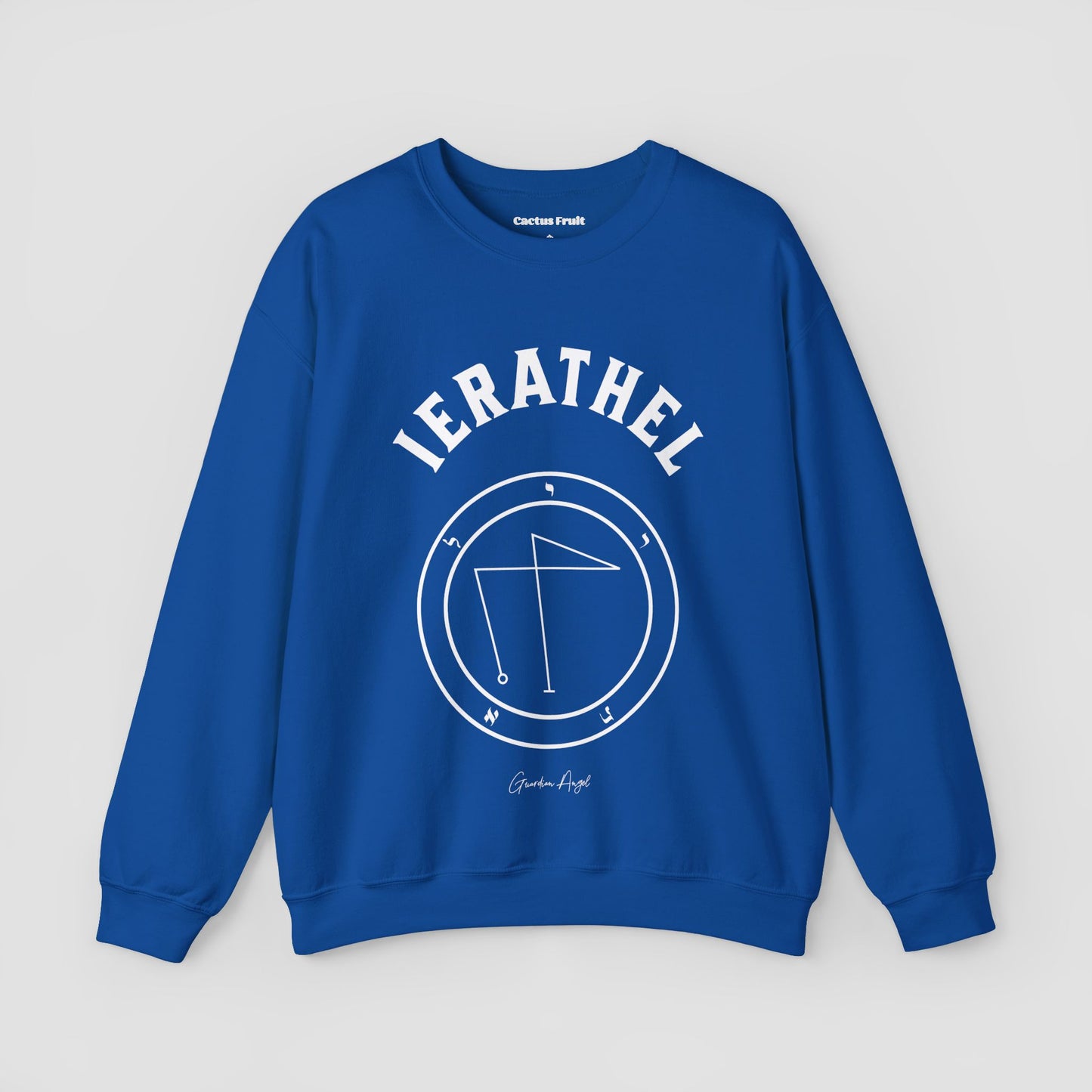 No.27 Shemhamphorasch Guardian Angel "Ierathel" Sweatshirt in Royal Blue. With the seal of Ierathel in white print on the front.