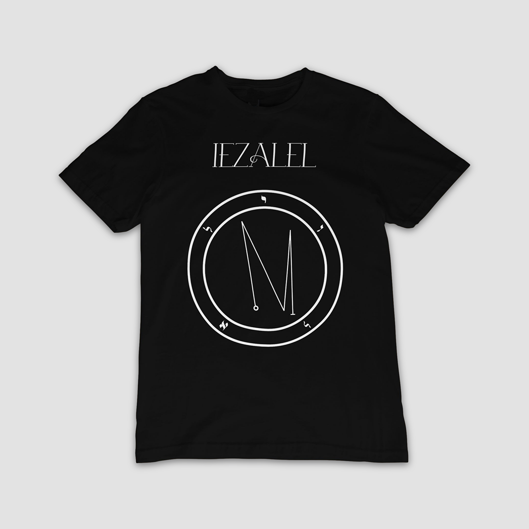 No.13_IEZALEL Shem Hamephorash Guardian Angel T-Shirt in black with symbol of IEZALEL on front.