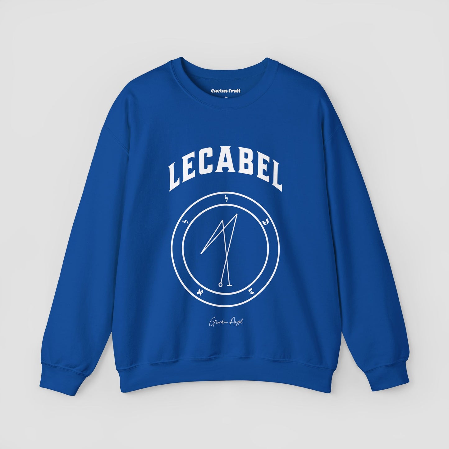 No.31 Shemhamphorasch Guardian Angel "Lecabel" Sweatshirt in Royal Blue. With the seal of Lecabel in white print on the front.