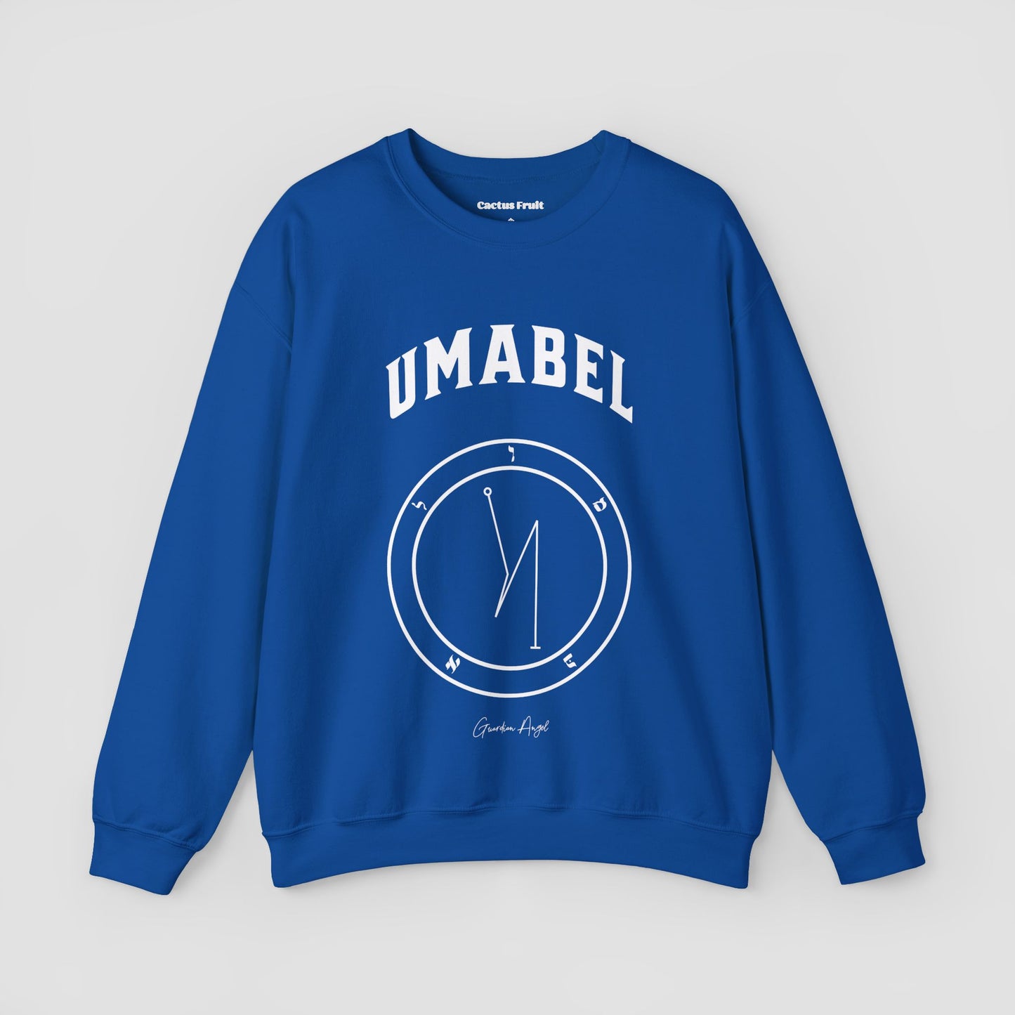 No.61 Shemhamphorasch Guardian Angel "Umabel" Sweatshirt in Royal Blue. With the seal of Umabel in white print on the front.