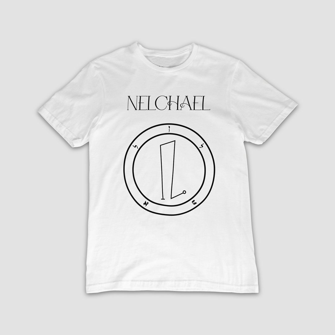 No.21 NELCHAHEL Shem Hamephorash Guardian Angel T-Shirt in White with symbol of NELCHAHEL on front.