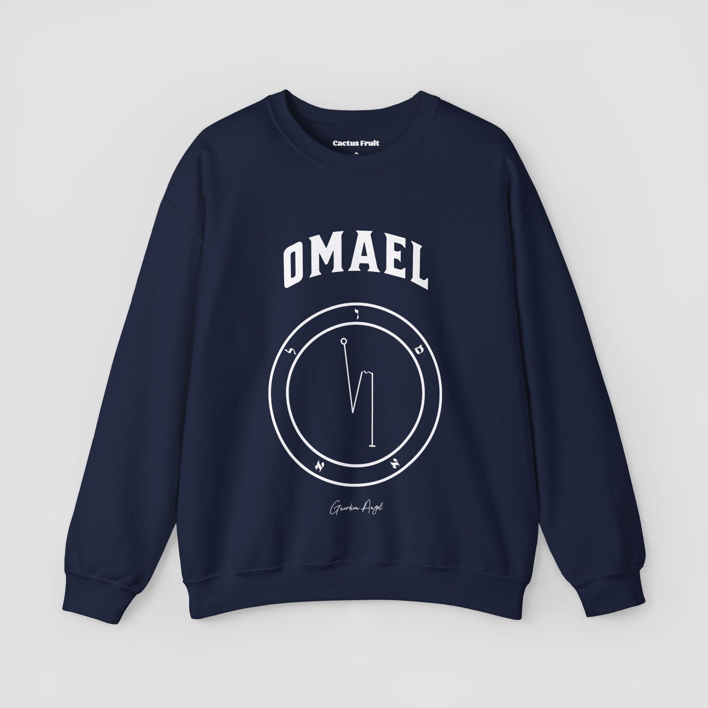 No.30 Shemhamphorasch Guardian Angel "Omael" Sweatshirt in Navy Blue. With the seal of Omael in white print on the front.