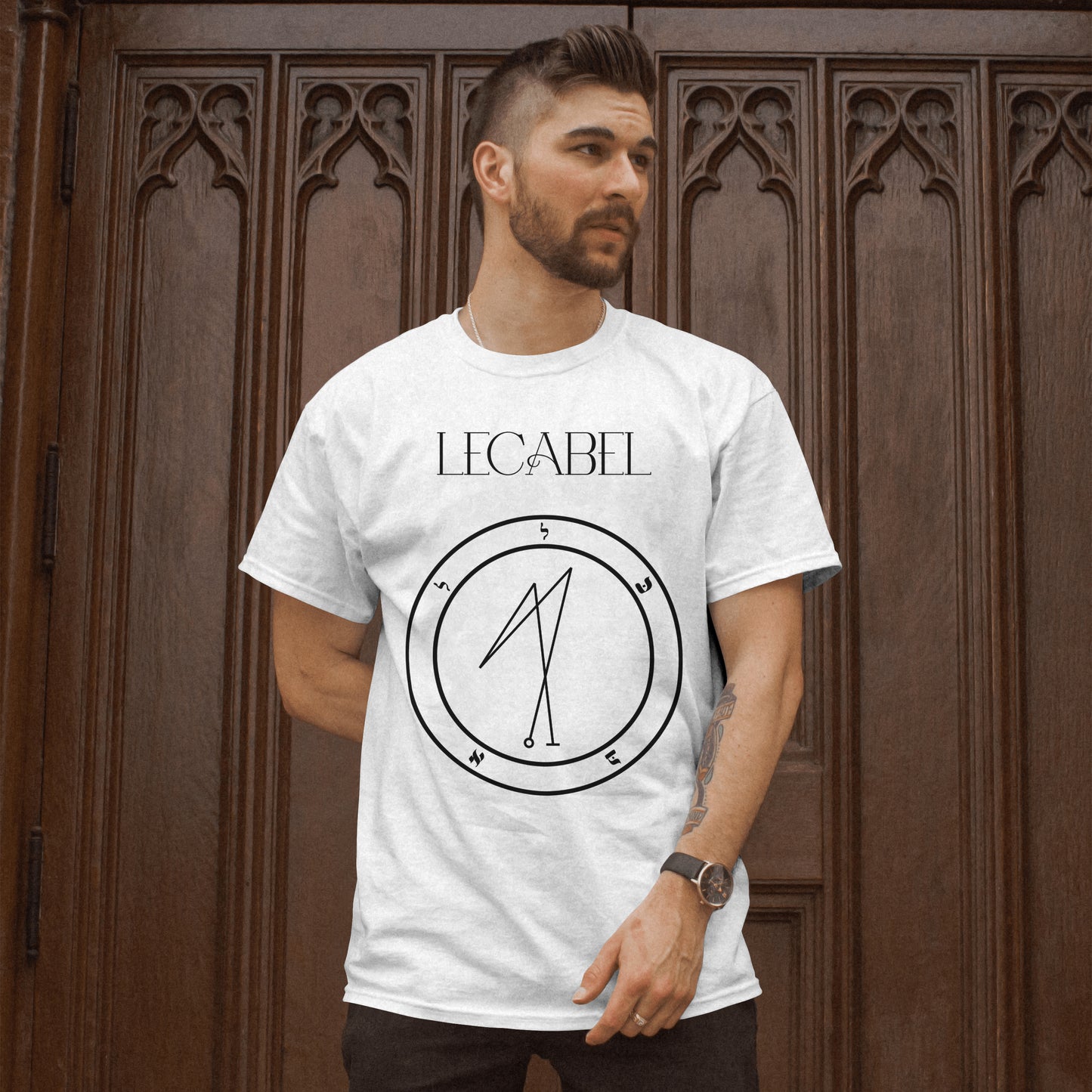 No.31 Lecabel Shem Hamephorash Guardian Angel T-Shirt in White with symbol of Lecabel on front.