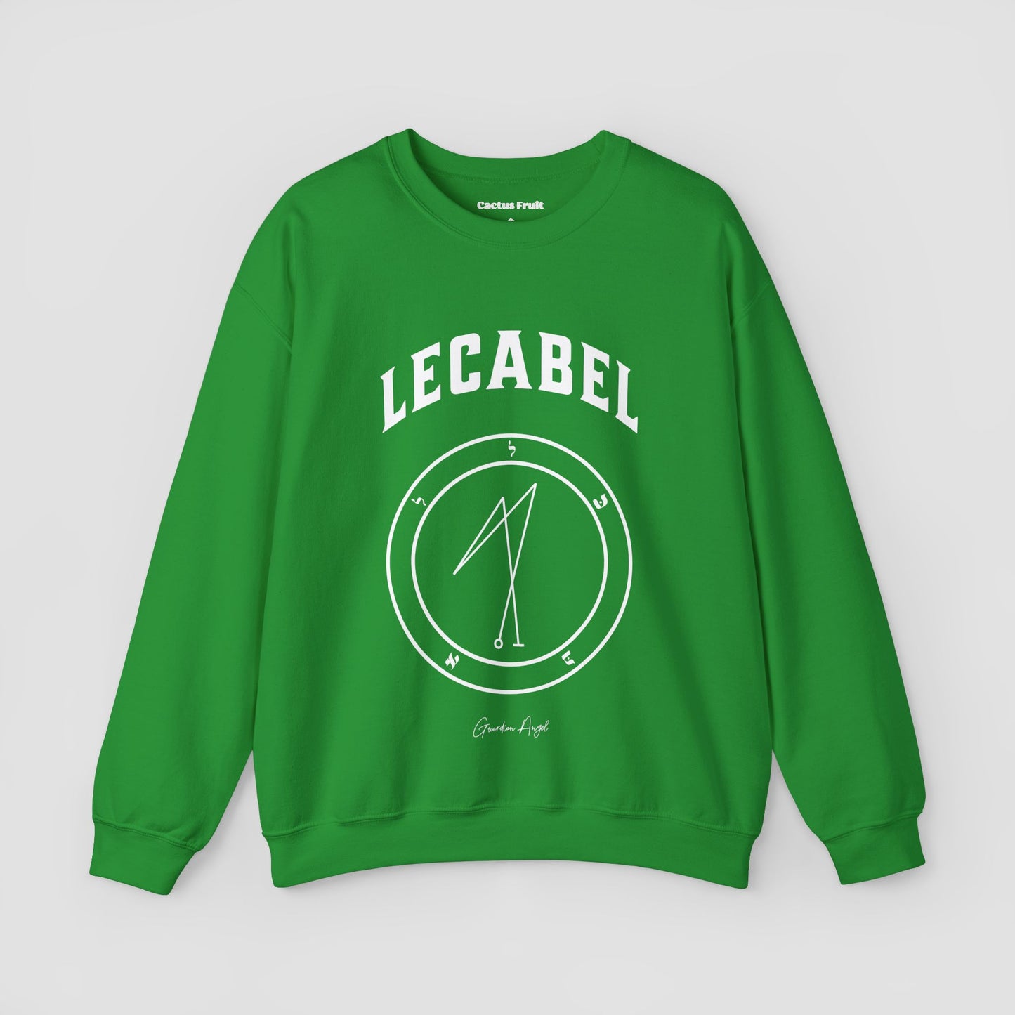 No.31 Shemhamphorasch Guardian Angel "Lecabel" Sweatshirt in Irish Green. With the seal of Lecabel in white print on the front.