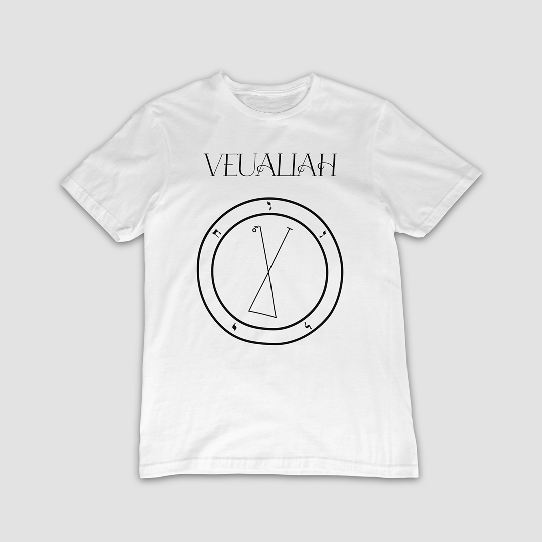 No.43 Veualiah Shem Hamephorash Guardian Angel T-Shirt in White with symbol of Veualiah on front.