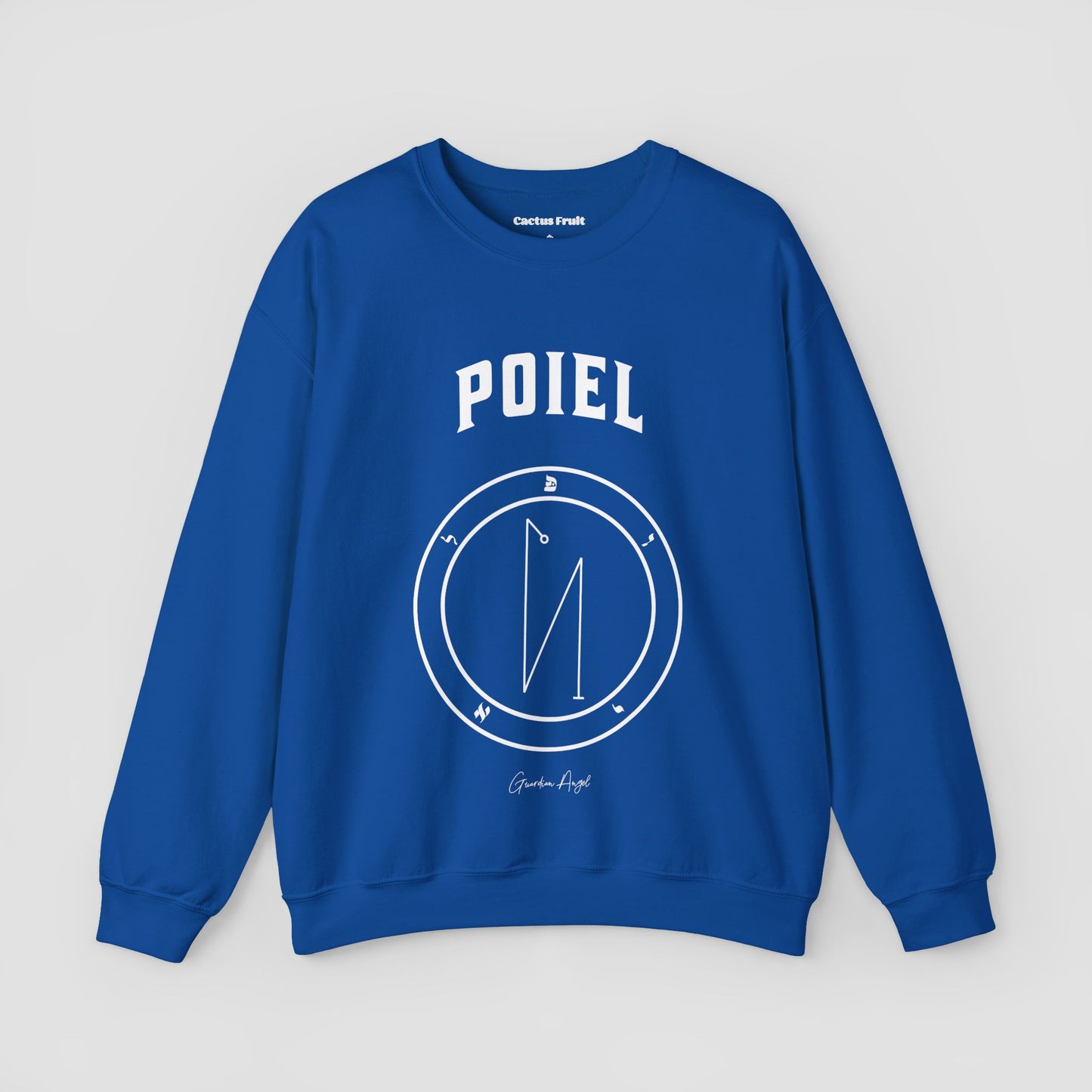 No.56 Shemhamphorasch Guardian Angel "Poiel" Sweatshirt in Royal Blue. With the seal of Poiel in white print on the front.