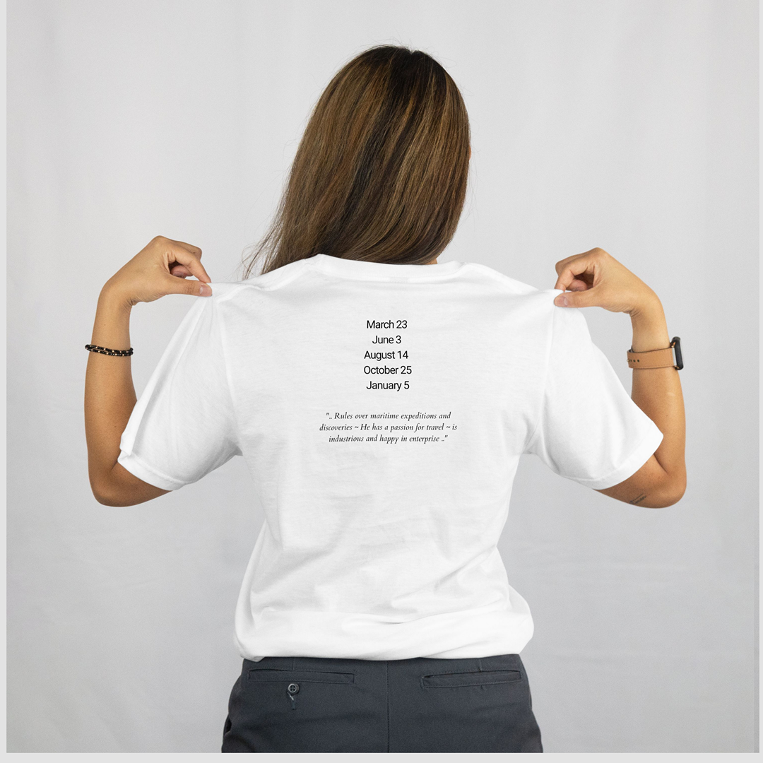 Attributes of No.4_Elemiah Shem Hamephorash Guardian Angel written on the back of a white T-Shirt.