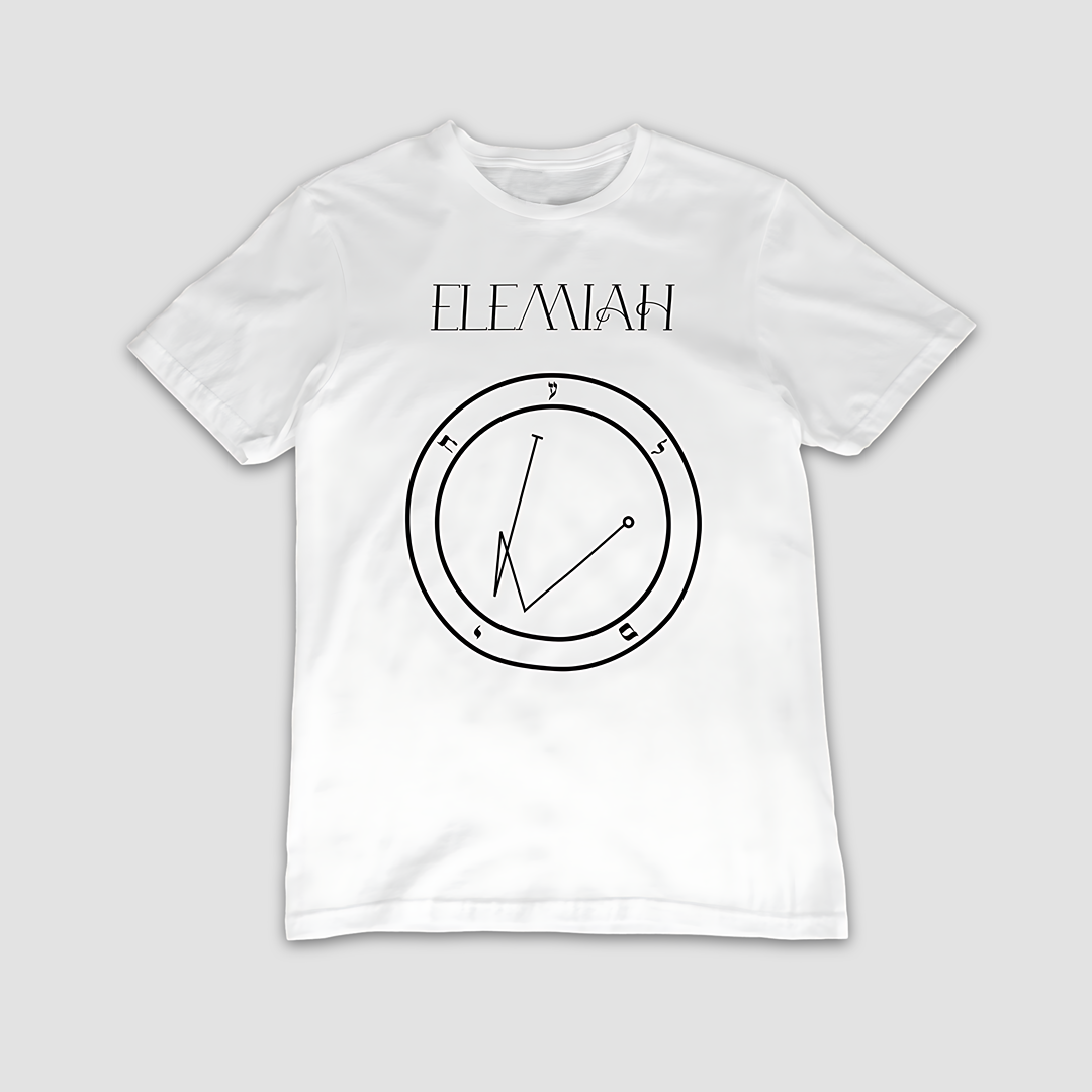 No.4_Elemiah Shem Hamephorash Guardian Angel T-Shirt in White with symbol of Elemiah on front.