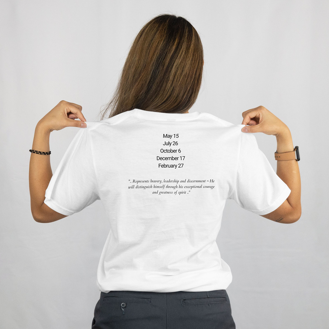 Attributes of No.57 Nemamiah Shem Hamephorash Guardian Angel written on the back of a white T-Shirt