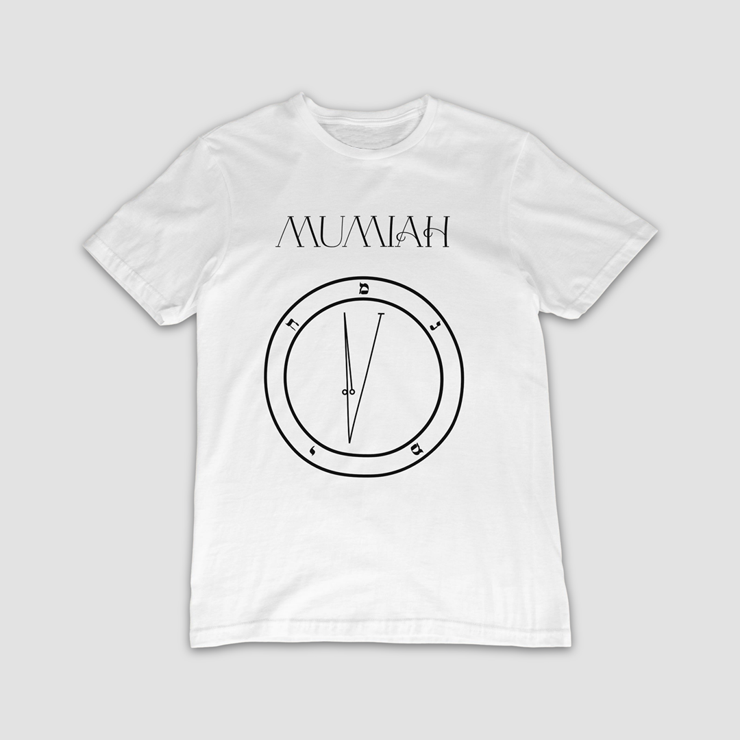 No.72_Mumiah Hamephorash Guardian Angel T-Shirt in White with symbol of Mumiah on front.