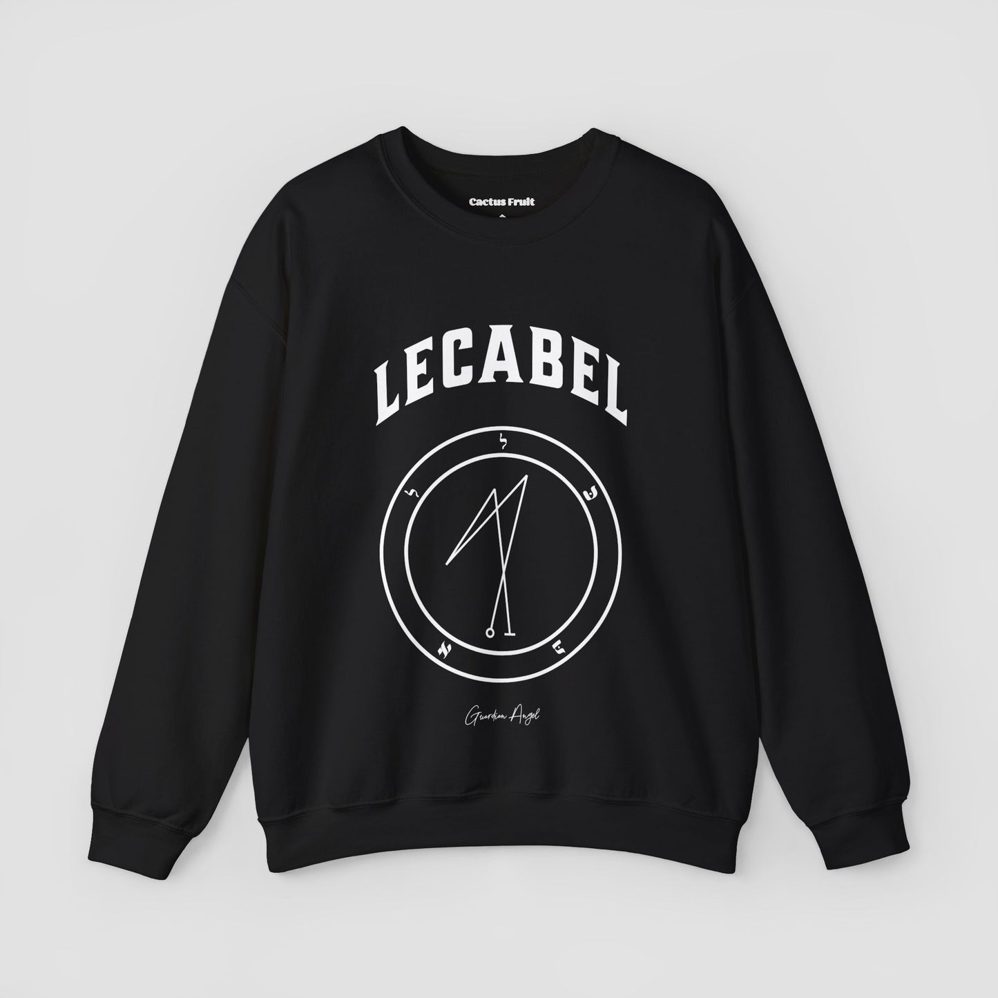 No.31 Shemhamphorasch Guardian Angel "Lecabel" Sweatshirt in Black. With the seal of Lecabel in white print on the front.