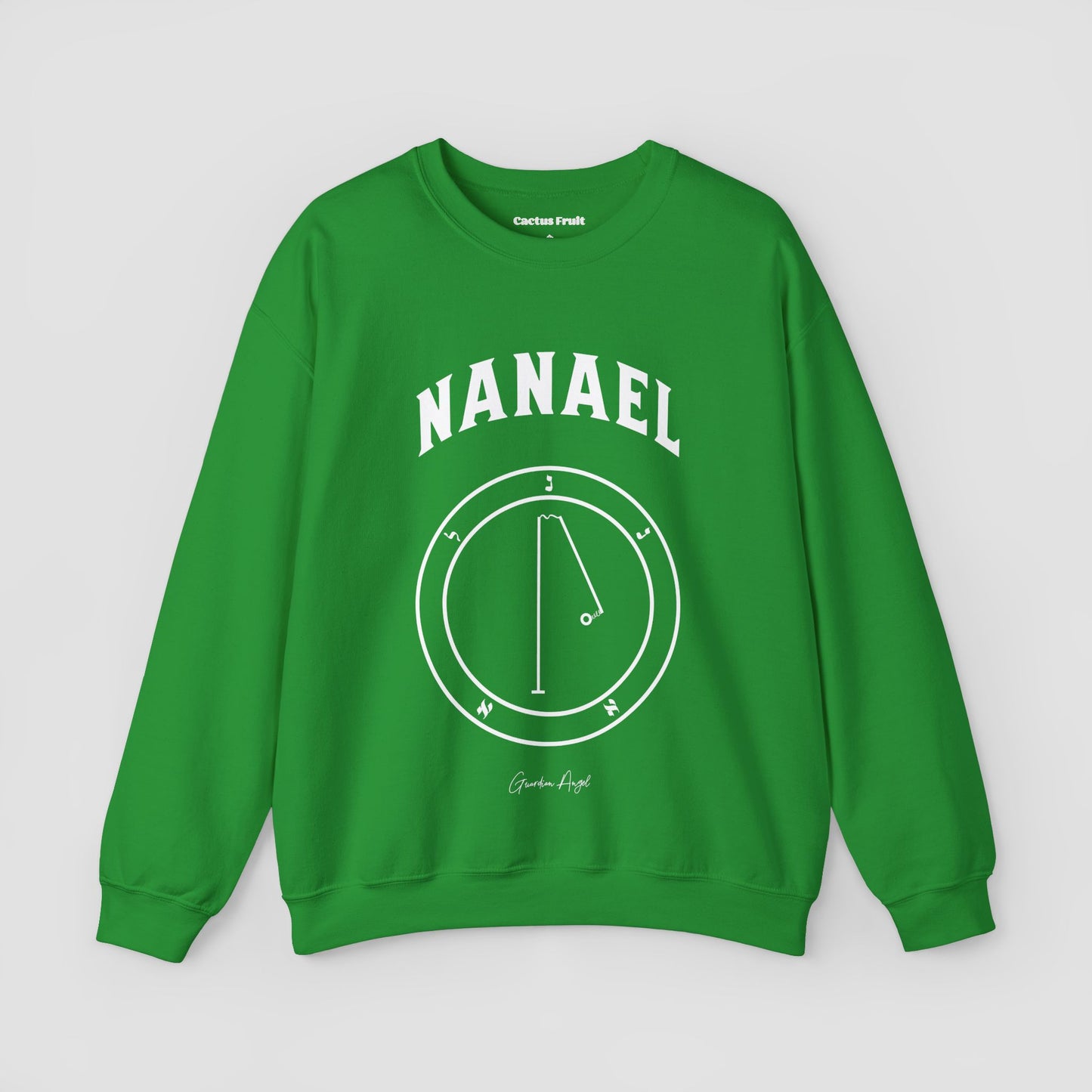 No.53 Shemhamphorasch Guardian Angel "Nanael" Sweatshirt in Irish Green. With the seal of Nanael in white print on the front.