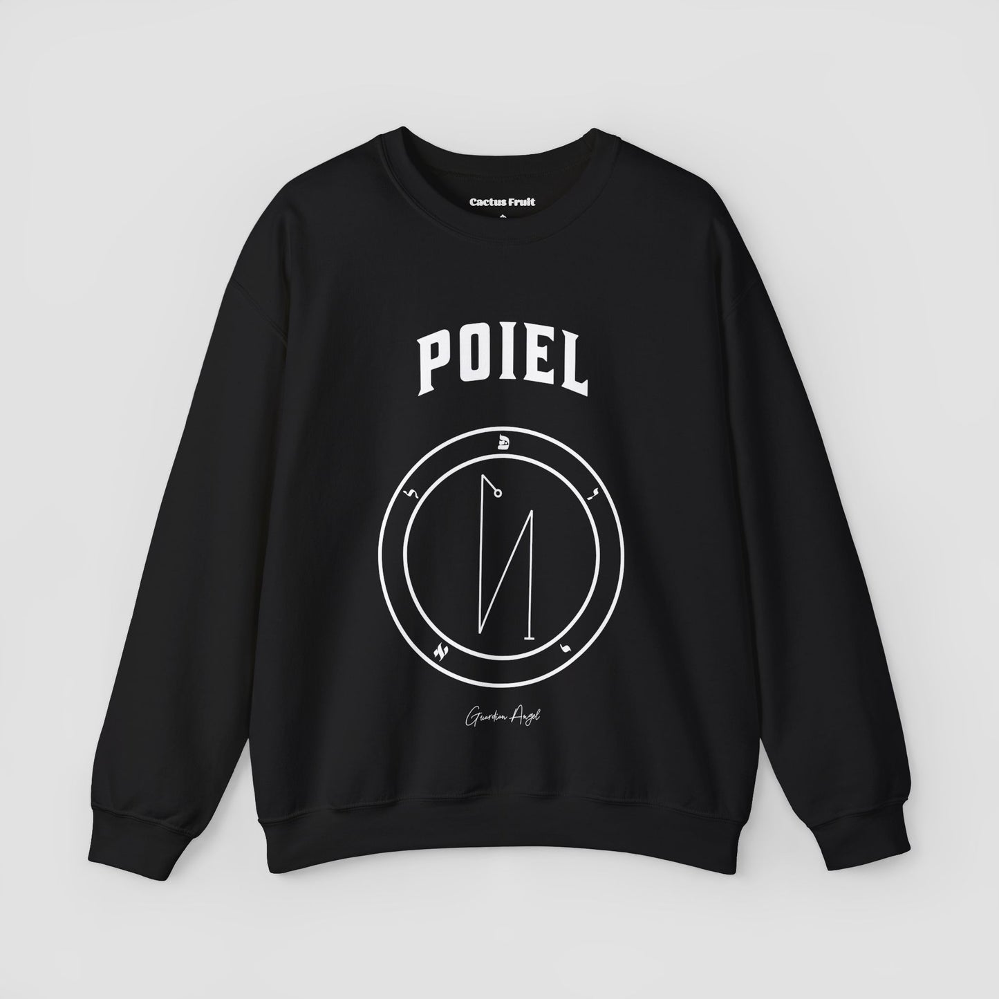 No.56 Shemhamphorasch Guardian Angel "Poiel" Sweatshirt in Black. With the seal of Poiel in white print on the front.