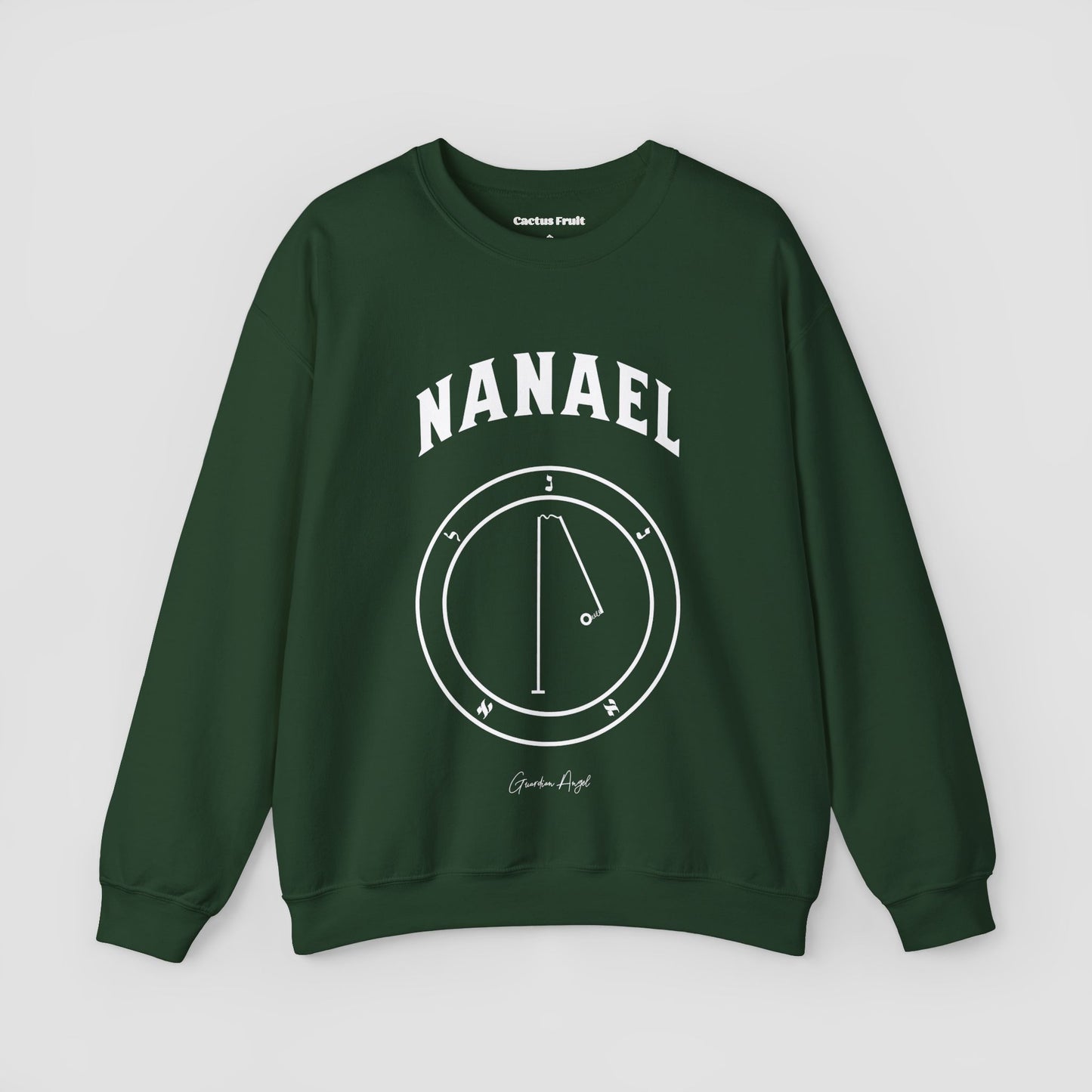 No.53 Shemhamphorasch Guardian Angel "Nanael" Sweatshirt in Forest Green. With the seal of Nanael in white print on the front.