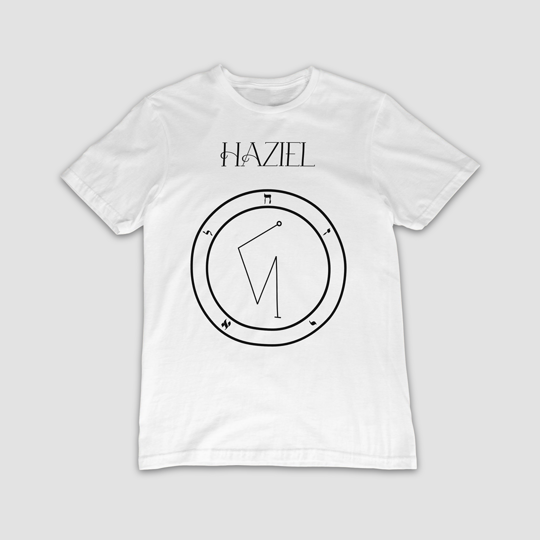 No.9 Haziel Shem Hamephorash Guardian Angel T-Shirt in White with symbol of Haziel on front