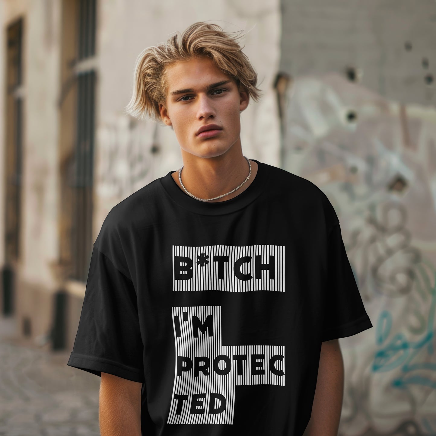 B★tch, I’m Protected Black Stripe T-Shirt