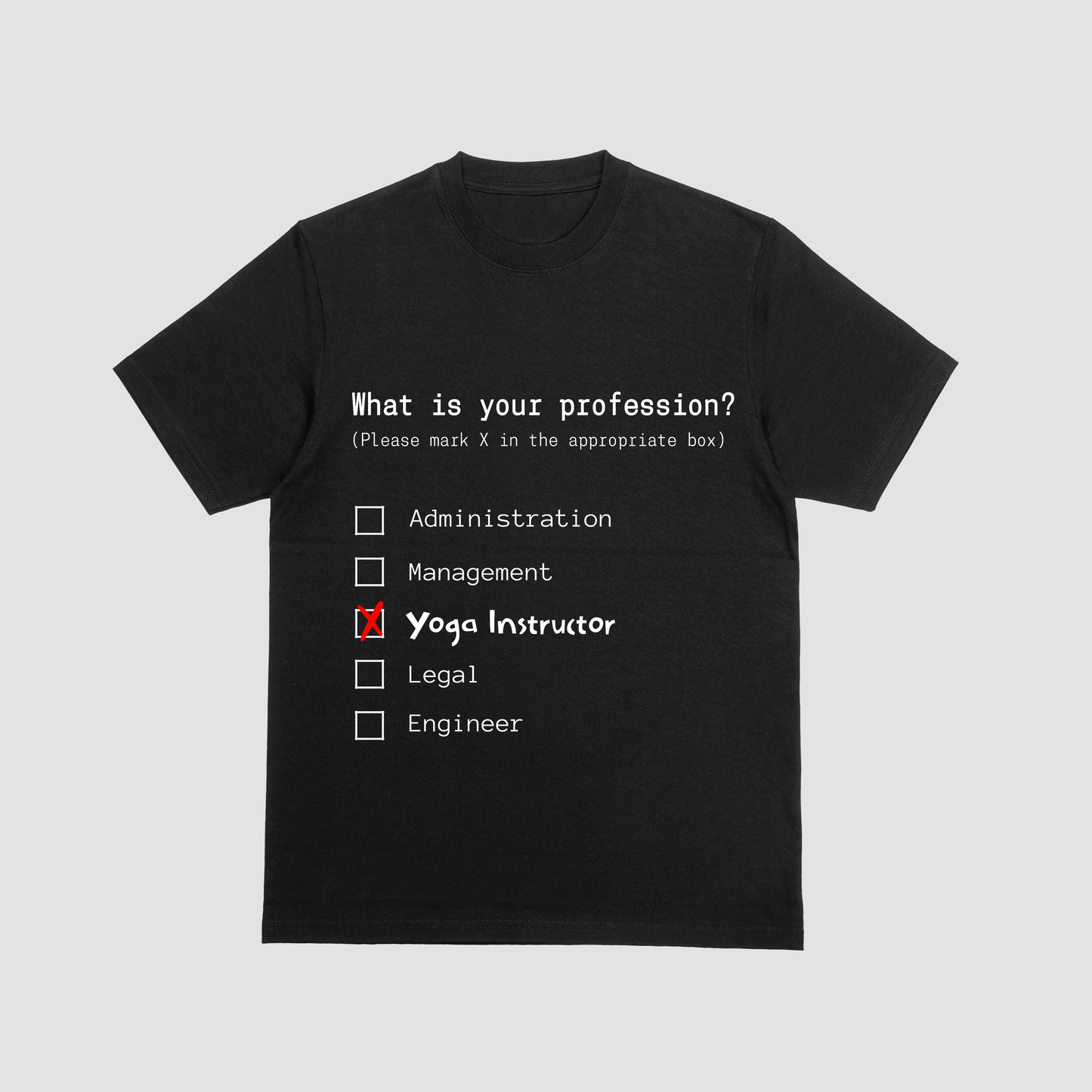 Yoga Instructor Profession T-Shirt in Black