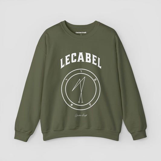 No.31 Shemhamphorasch Guardian Angel "Lecabel"  Sweatshirt  in Military Green. With the seal of Lecabel in white print on the front.