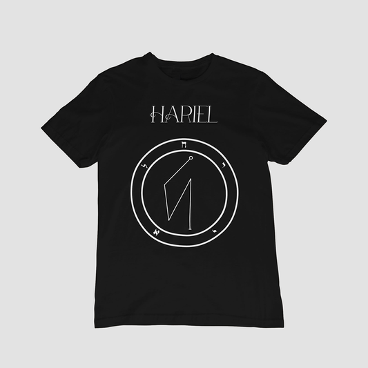 No.15_HARIEL Shem Hamephorash Guardian Angel T-Shirt in black with symbol of HARIEL on front. 