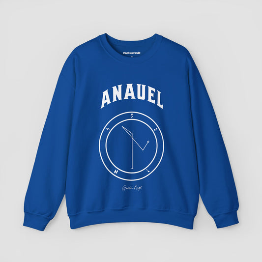 No.63  Shemhamphorasch Guardian Angel "Anauel"  Sweatshirt  in Royal Blue. With the seal of Anauel in white print on the front.