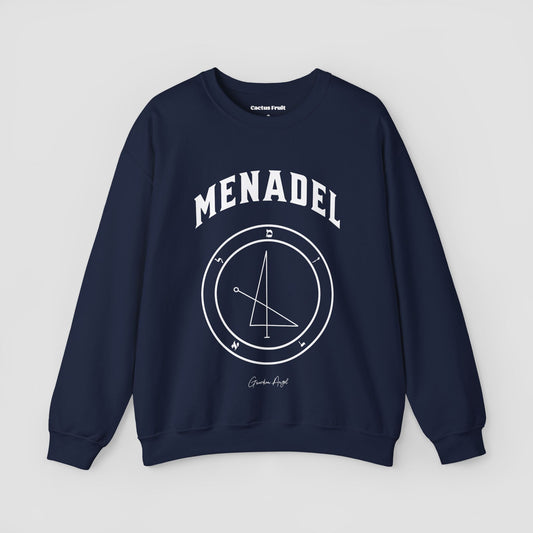 No.36 Shemhamphorasch Guardian Angel "Menadel"  Sweatshirt  in Navy Blue. With the seal of Menadel in white print on the front.