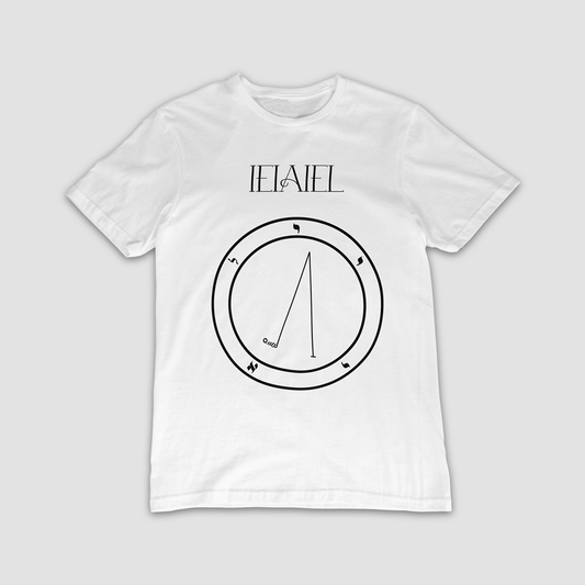 No.22 IEIAIEL Shem Hamephorash Guardian Angel T-Shirt in White with symbol of IEIAIEL on front. 