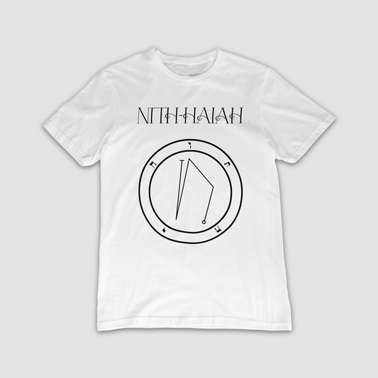 No.25 Nith-Haiah Shem Hamephorash Guardian Angel T-Shirt in White with symbol of Nith-Haiah on front. 