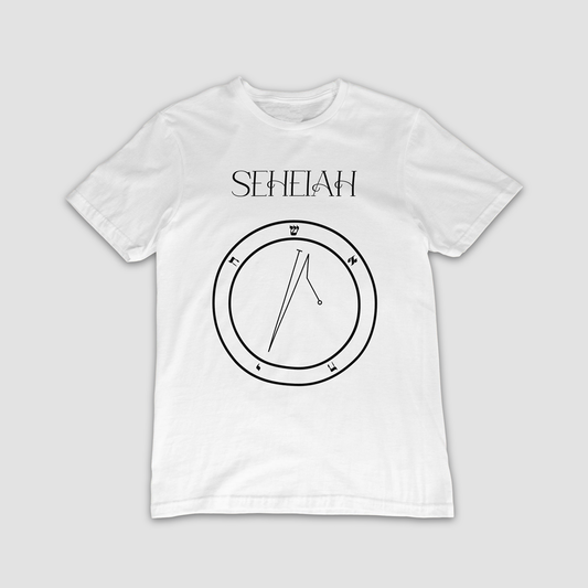 No.28 Seheiah Shem Hamephorash Guardian Angel T-Shirt in White with symbol of Seheiah on front. 
