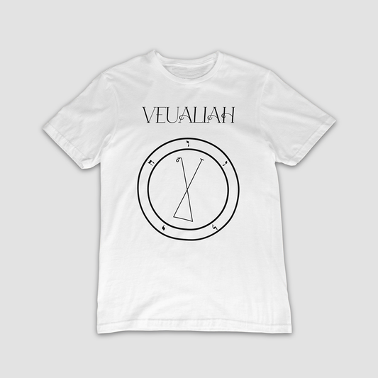No.43 Veualiah Shem Hamephorash Guardian Angel T-Shirt in White with symbol of Veualiah  on front. 