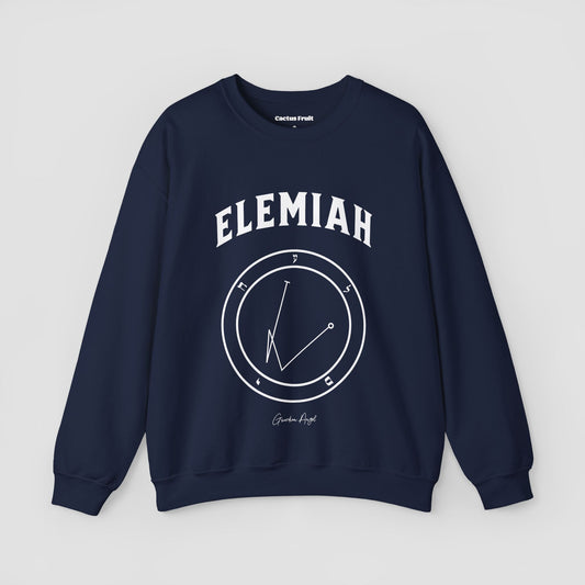No.4 Shemhamphorasch Guardian Angel "Elemiah"  Sweatshirt  in Navy Blue. With the seal of Elemiah in white print on the front. 