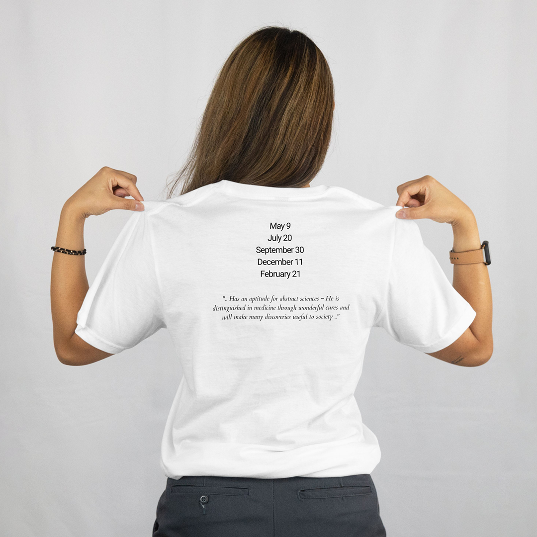 Attributes of No.51 Hahasiah Shem Hamephorash Guardian Angel written on the back of a white T-Shirt.