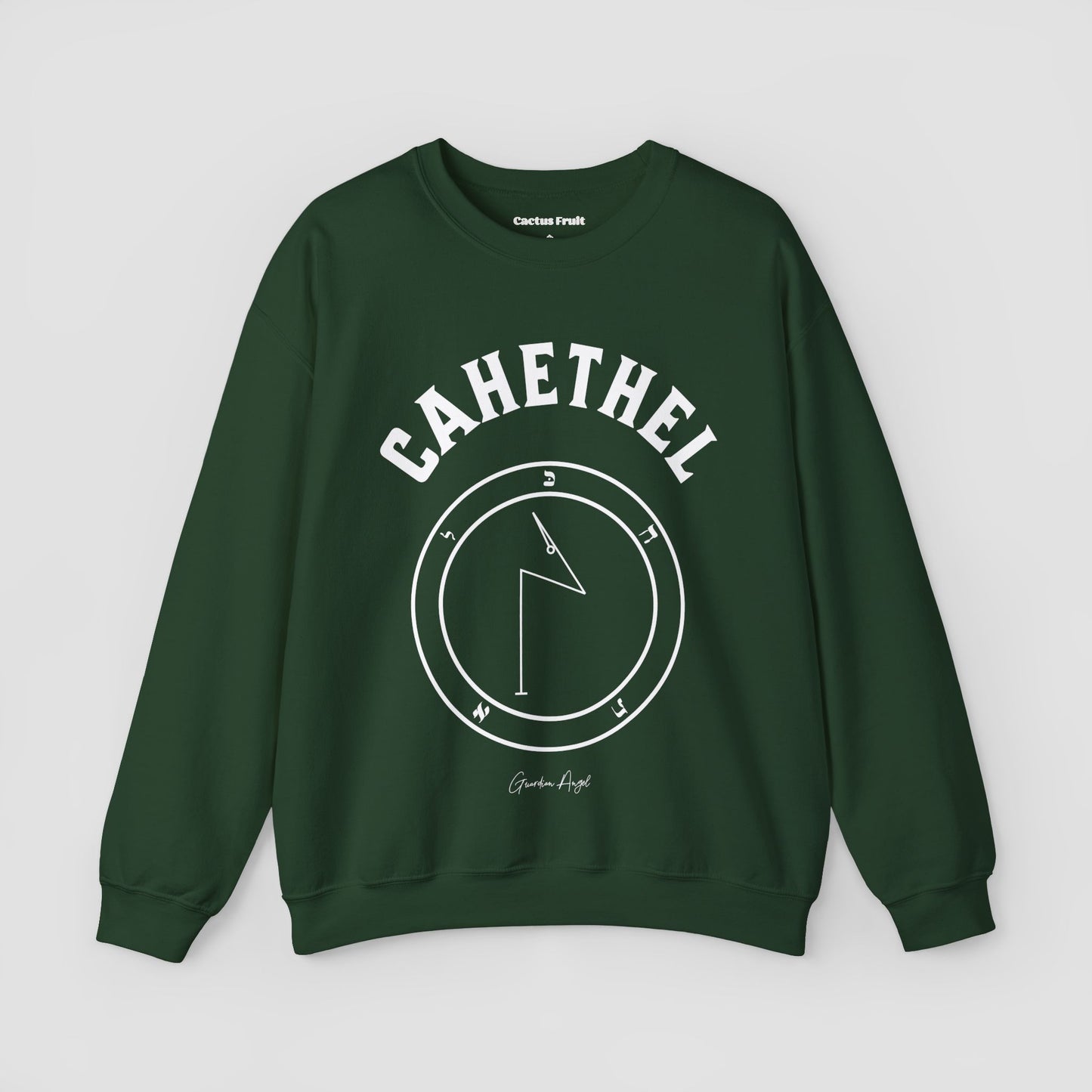 No.8 Shemhamphorasch Guardian Angel "Cahethel"  Sweatshirt  in Forrest Green. With the seal of Cahethel in white print on the front. 