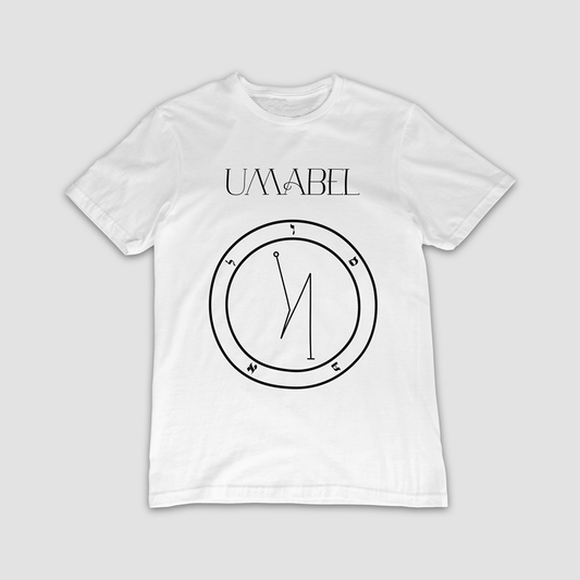No.61 Umabel Shem Hamephorash Guardian Angel T-Shirt in White with symbol of Umabel on front. 
