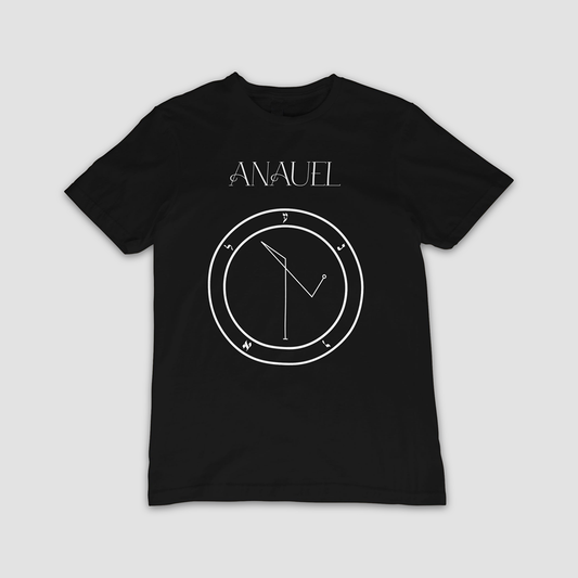 No.63 Anauel Shem Hamephorash Guardian Angel T-Shirt in black with symbol of Damabiah on front. 
