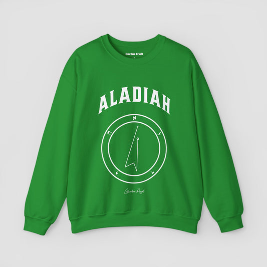 No.10 Shemhamphorasch Guardian Angel "Aladiah"  Sweatshirt  in Irish Green. With the seal of Aladiah in white print on the front. 