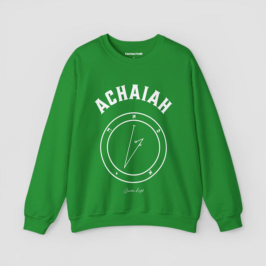 No.7 Shemhamphorasch Guardian Angel "Achaiah"  Sweatshirt  in Irish Green. With the seal of Achaiah in white print on the front. 