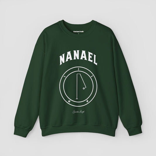 No.53 Shemhamphorasch Guardian Angel "Nanael"  Sweatshirt  in Forest Green. With the seal of Nanael in white print on the front.