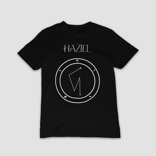 No.9 Haziel Shem Hamephorash Guardian Angel T-Shirt in black with symbol of Haziel on front