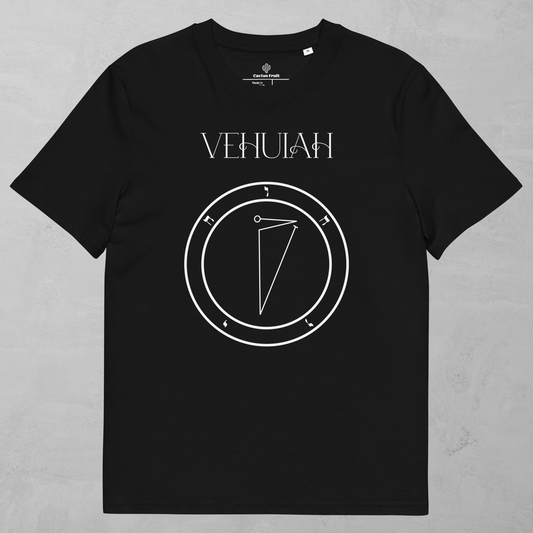 Vehuiah Shem Hamephorash Guardian Angel T-Shirt in Black with symbol of Vehuiah on front. 